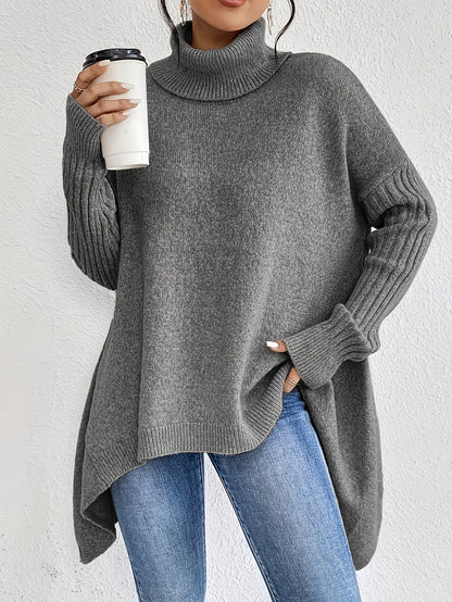 Women's Oversized Turtleneck Jumper, Cashmere Blend Knit Sweater