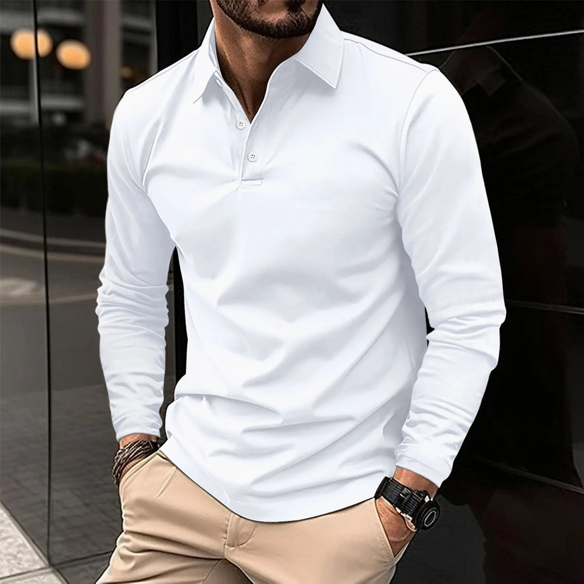 Men's Polo Long-Sleeve Shirt, Knitted