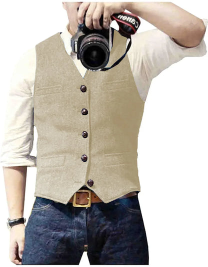 Men's Herringbone Tweed Waistcoat, Gilet - view 9