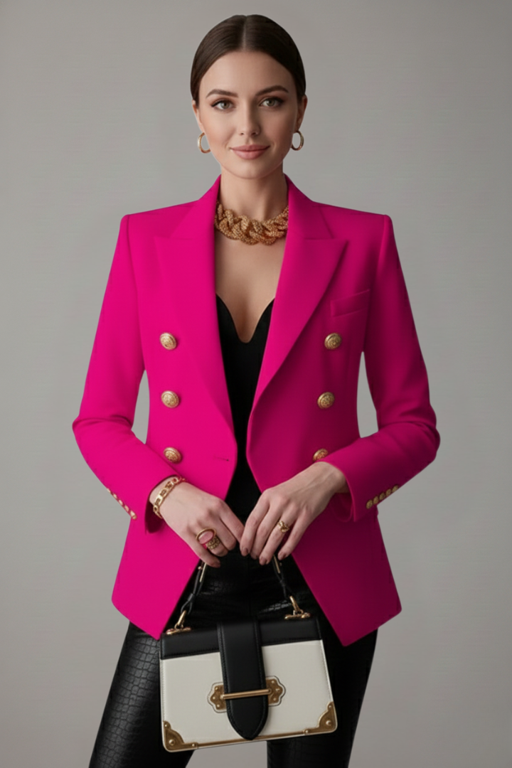 Women's Double-Breasted Button Blazer, Tailored Jacket - view 4
