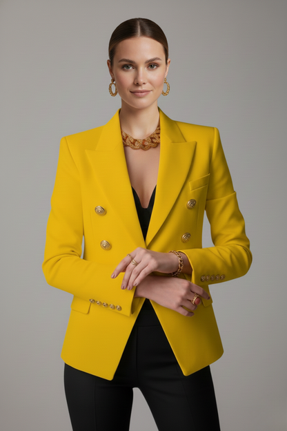 Women's Double-Breasted Button Blazer, Tailored Jacket - view 7