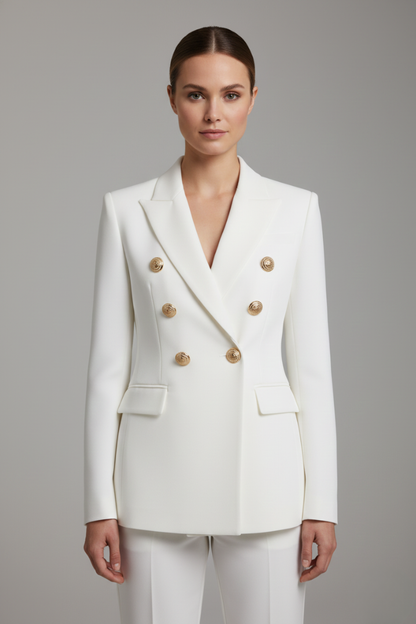 Women's Double-Breasted Button Blazer, Tailored Jacket - view 6