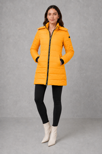 Women's Hooded Padded Coat, Lightweight Quilted Zip Up Winter Jacket