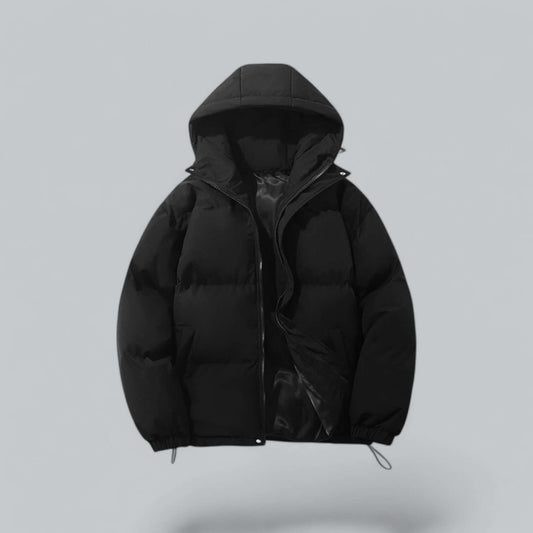 Men's Quilted Puffer Jacket with Hooded and Padded - front view