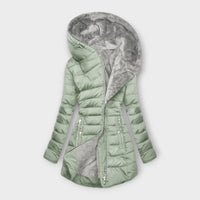 Women's Quilted Coat with Faux Fur Lining and Zip Hood