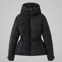 Women's Belted Puffer Jacket with Hood, Quilted Winter Jacket
