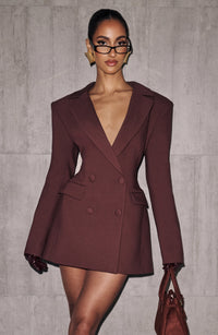 Women's Double Breasted Blazer Mini Dress, Tailored Lapel Collar