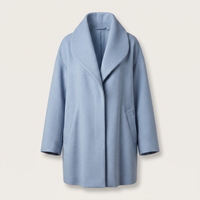 Women's Windproof Wool Coat with Shawl Collar, Mid Length