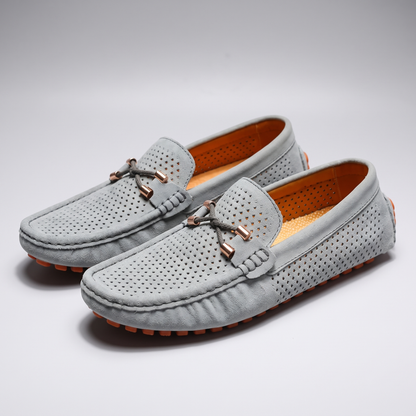 Men's Perforated Leather-Look Loafers, Slip-On Shoes - view 4