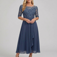 Zorienne | Lace Midi Dress A-Line Lace Bodice 3/4 Sleeve