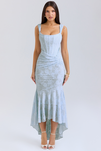 Delvaine | Lace-texture corset bodice maxi dress