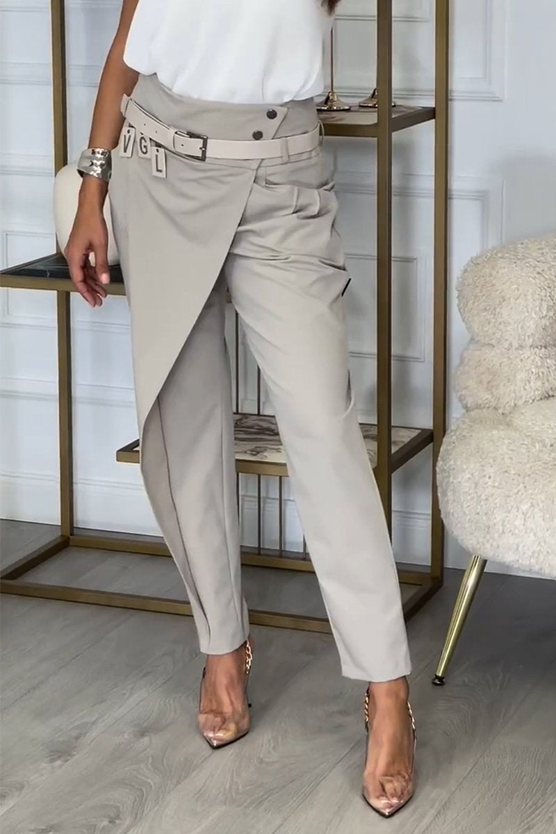 Alessandra | Asymmetric Trousers With Belt And Functional Details