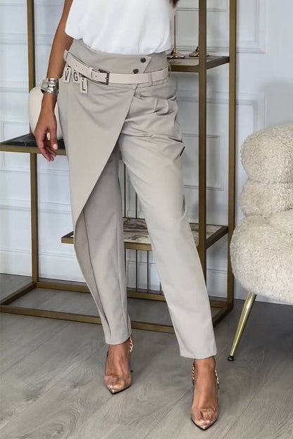 Alessandra | Asymmetric Trousers With Belt And Functional Details