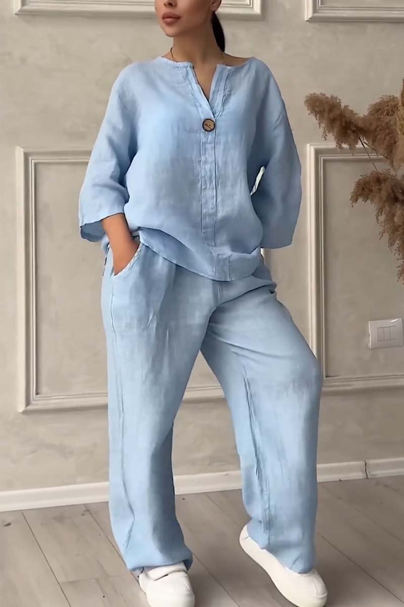 Aina | Casual Two-Piece Set With Button Detail