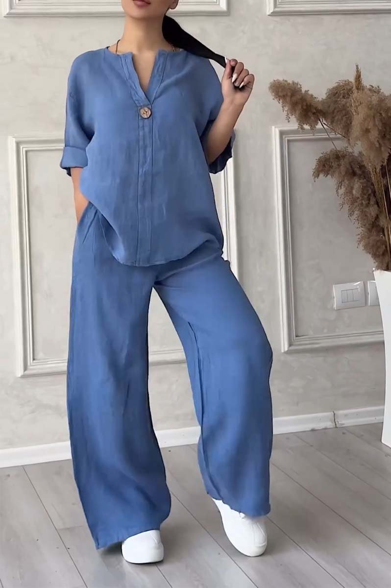Aina | Casual Two-Piece Set With Button Detail
