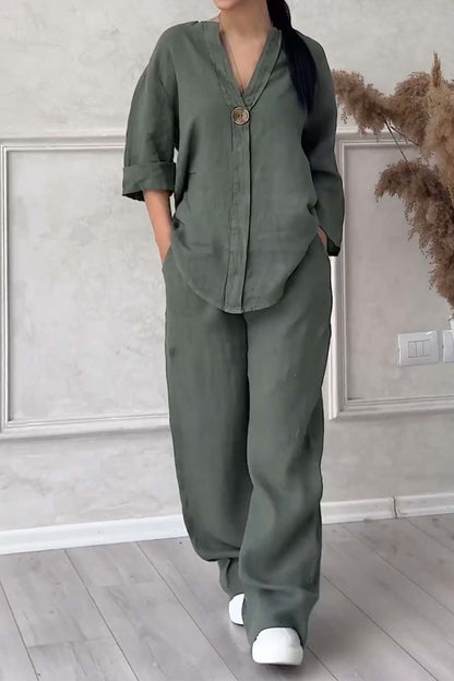 Aina | Casual Two-Piece Set With Button Detail