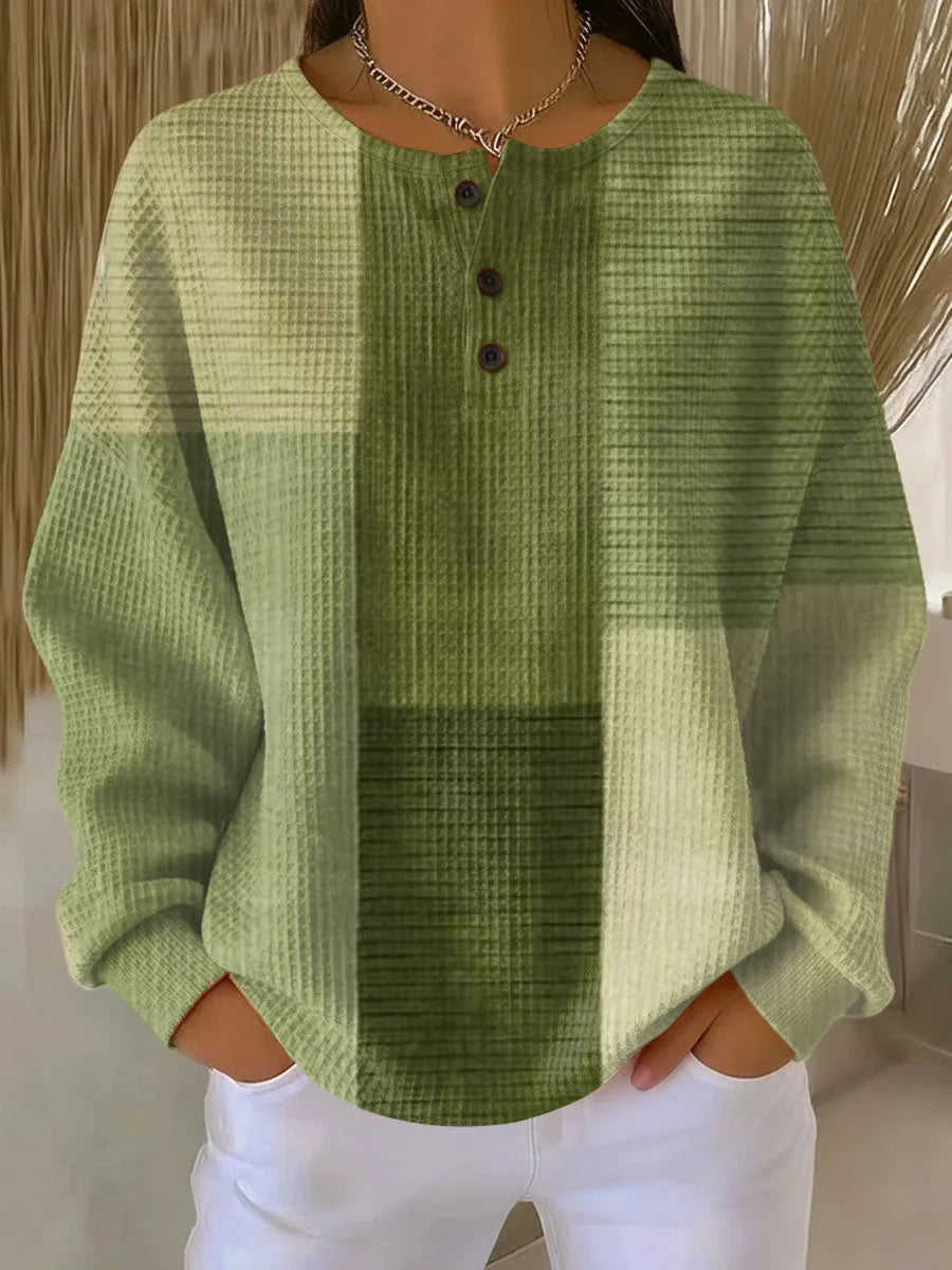Women's Crew Neck Henley Jumper, Knitted