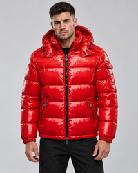 Men's Hooded Puffer Jacket, Quilted Zip-Up Winter Coat