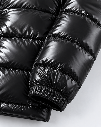 Men's Quilted Puffer Jacket with Zip-Up and Hooded - view 8