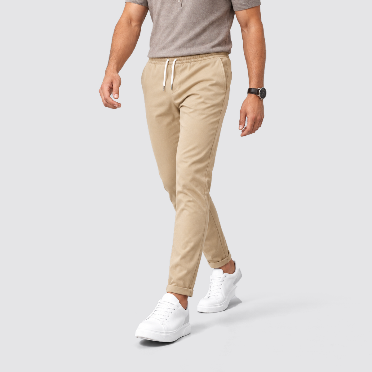 Men's Slim Fit Drawstring Trousers, Casual - view 19