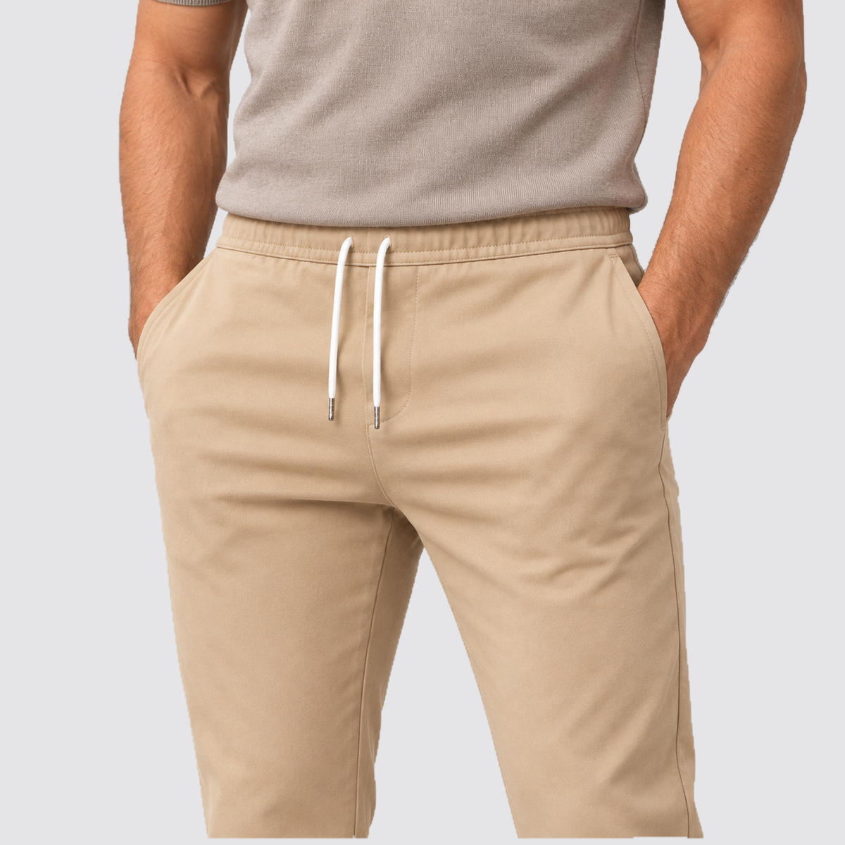 Men's Slim Fit Drawstring Trousers, Casual - view 21