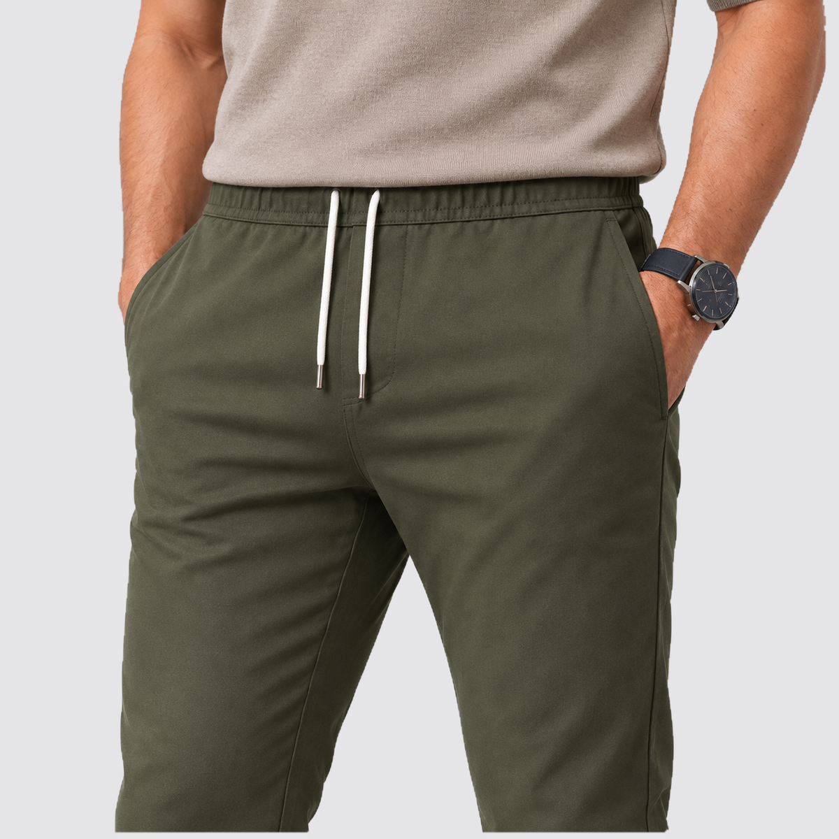 Men's Slim Fit Drawstring Trousers, Casual - view 13