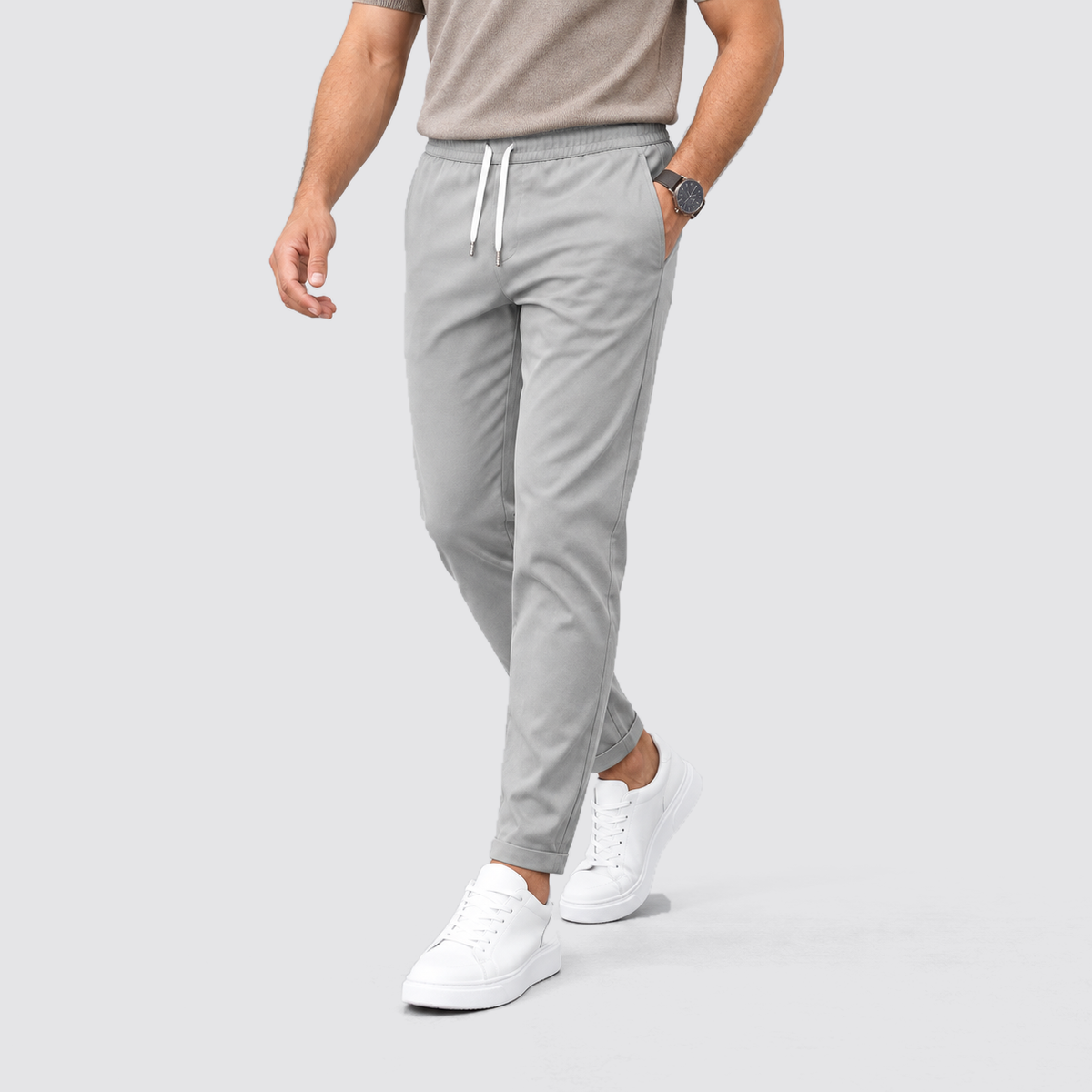 Men's Slim Fit Drawstring Trousers, Casual - view 7