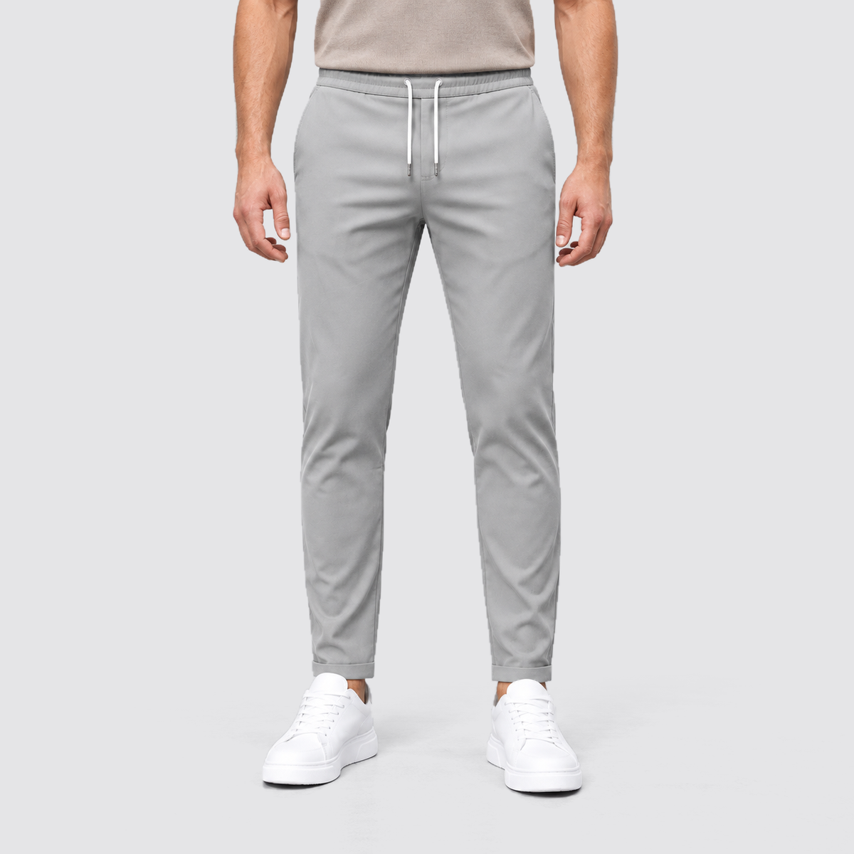 Men's Slim Fit Drawstring Trousers, Casual - view 8