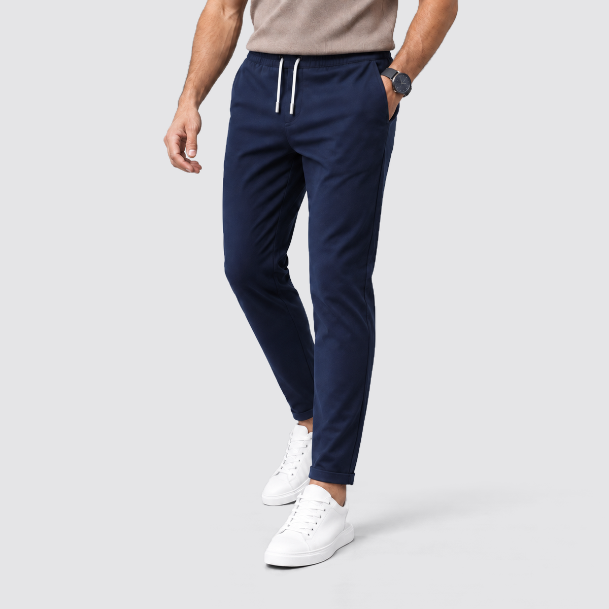 Men's Slim Fit Drawstring Trousers, Casual - view 23