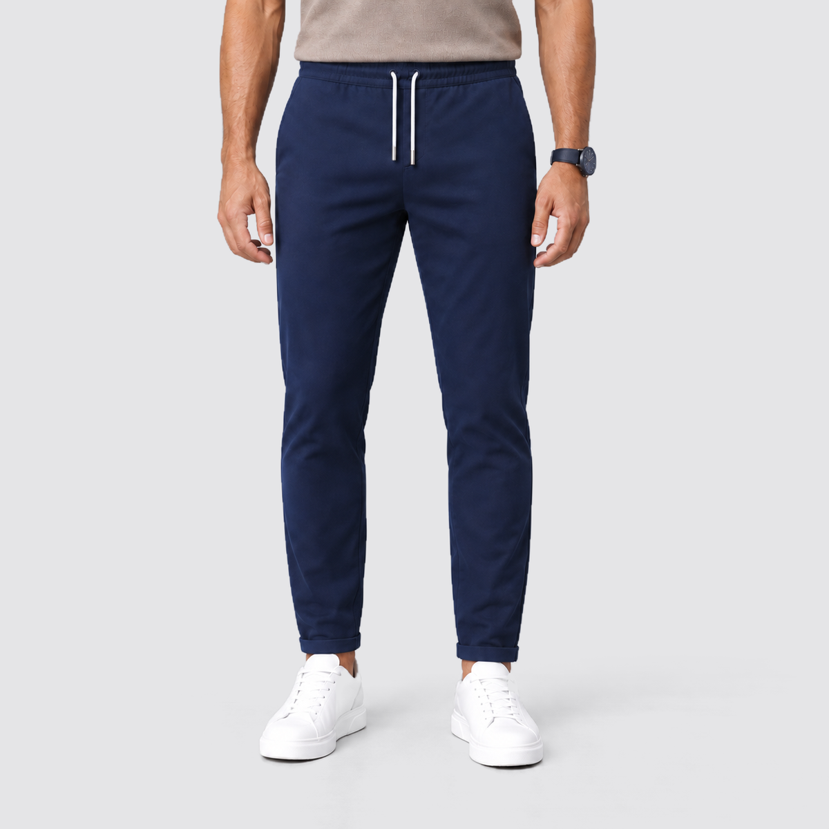 Men's Slim Fit Drawstring Trousers, Casual - view 24