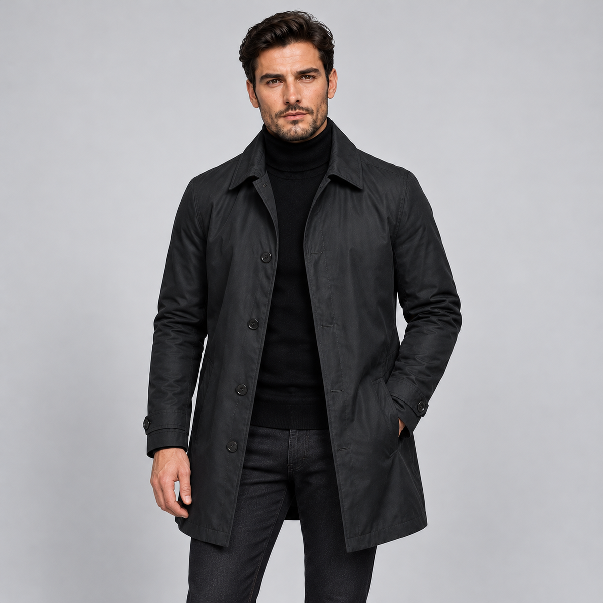 Men's Longline Button Coat, Winter - view 9