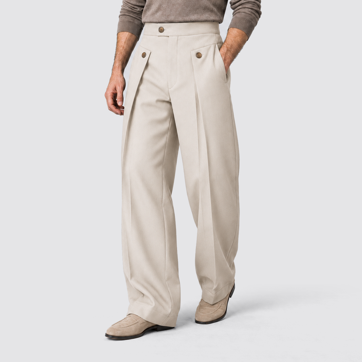 Men's Wide Leg Trousers, Casual - view 3