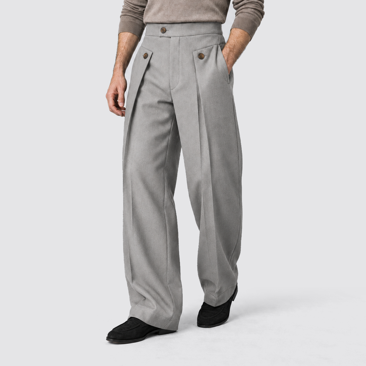 Men's Wide Leg Trousers, Casual - view 4