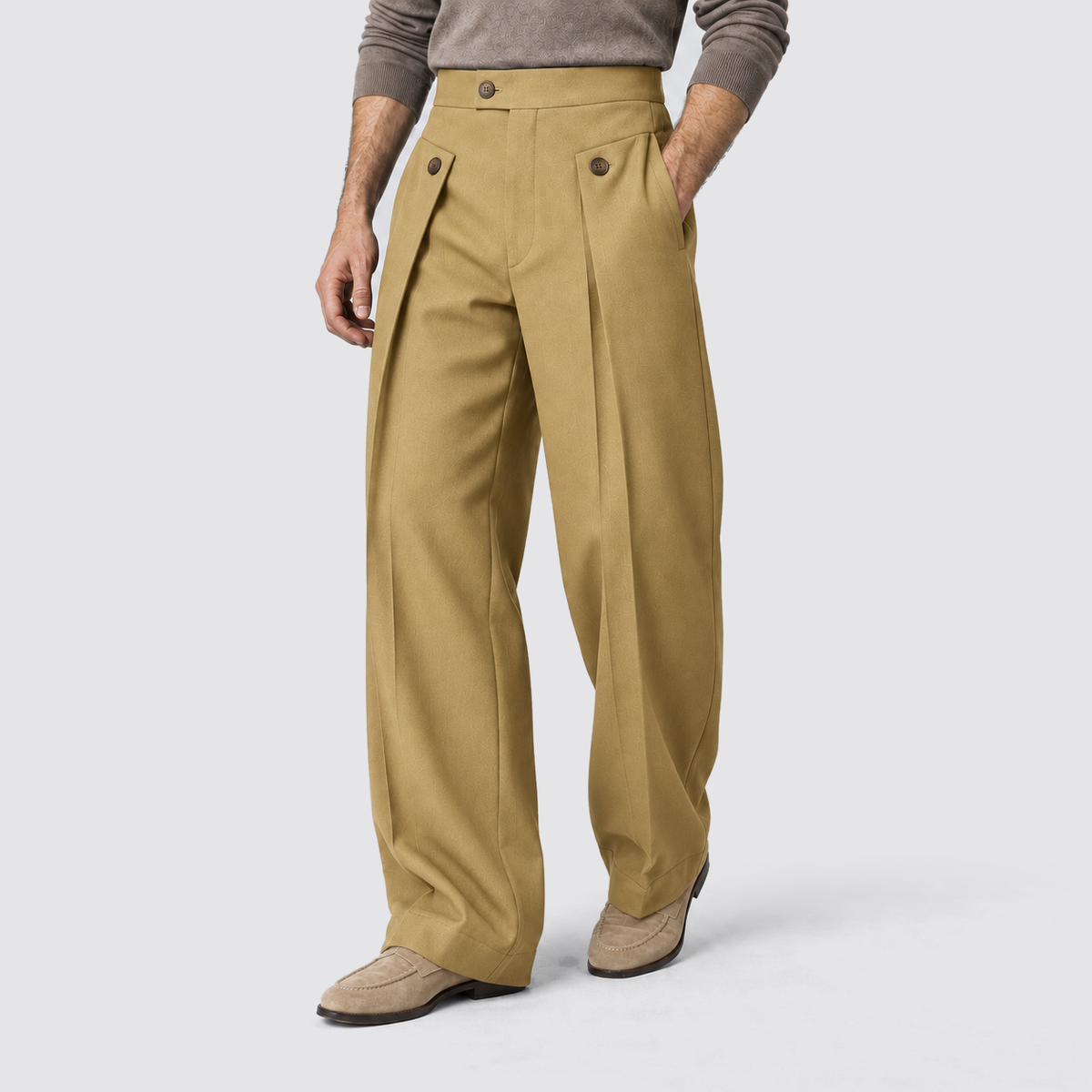 Men's Wide Leg Trousers, Casual - view 2