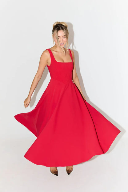 Blake | Midi Dress With Square Neckline And High Waist