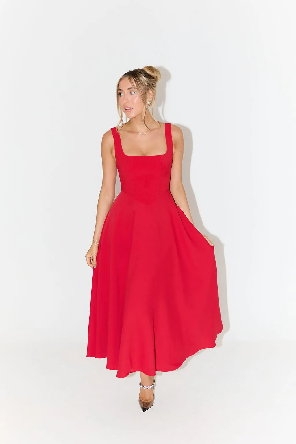Blake | Midi Dress With Square Neckline And High Waist