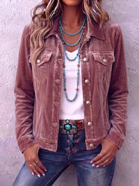 Women's Velvet Blazer Jacket with Button Front and Tailored Collar