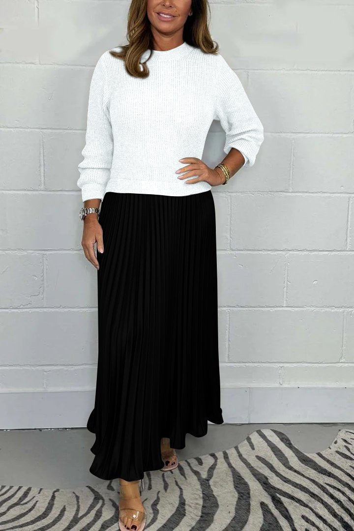 Adina | Long Sleeve Dress With Pleated Skirt