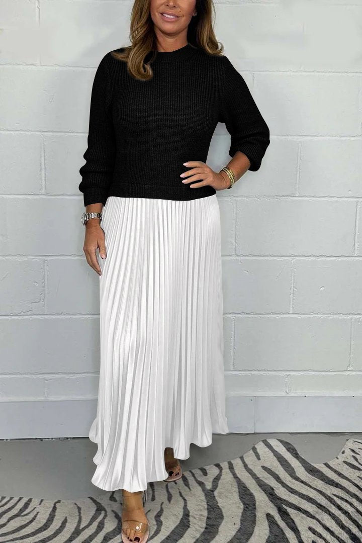 Adina | Long Sleeve Dress With Pleated Skirt