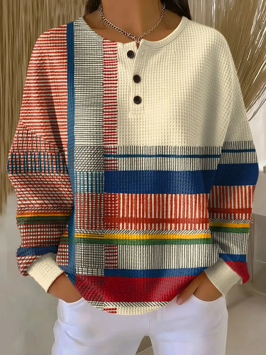 Women's Crew Neck Button-Front Jumper, Knitted