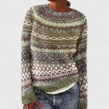 Women's Fair Isle Crew Neck Jumper, Knitted