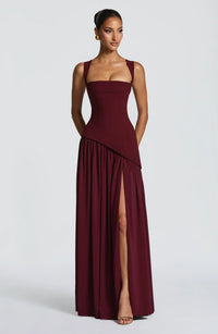 Brindelle | Lacquered Maxi Dress Halter Neck Backless Slim Fit