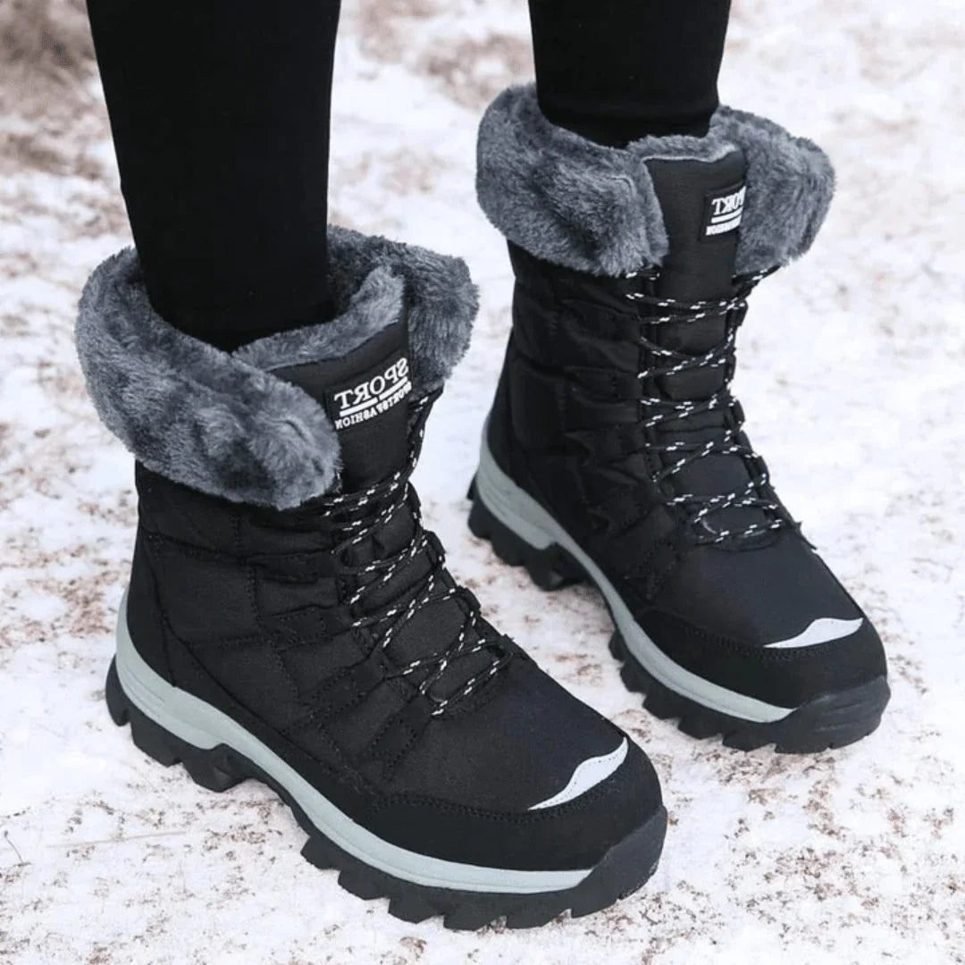 Women's Lace-Up Faux Fur Boots, Winter - view 2