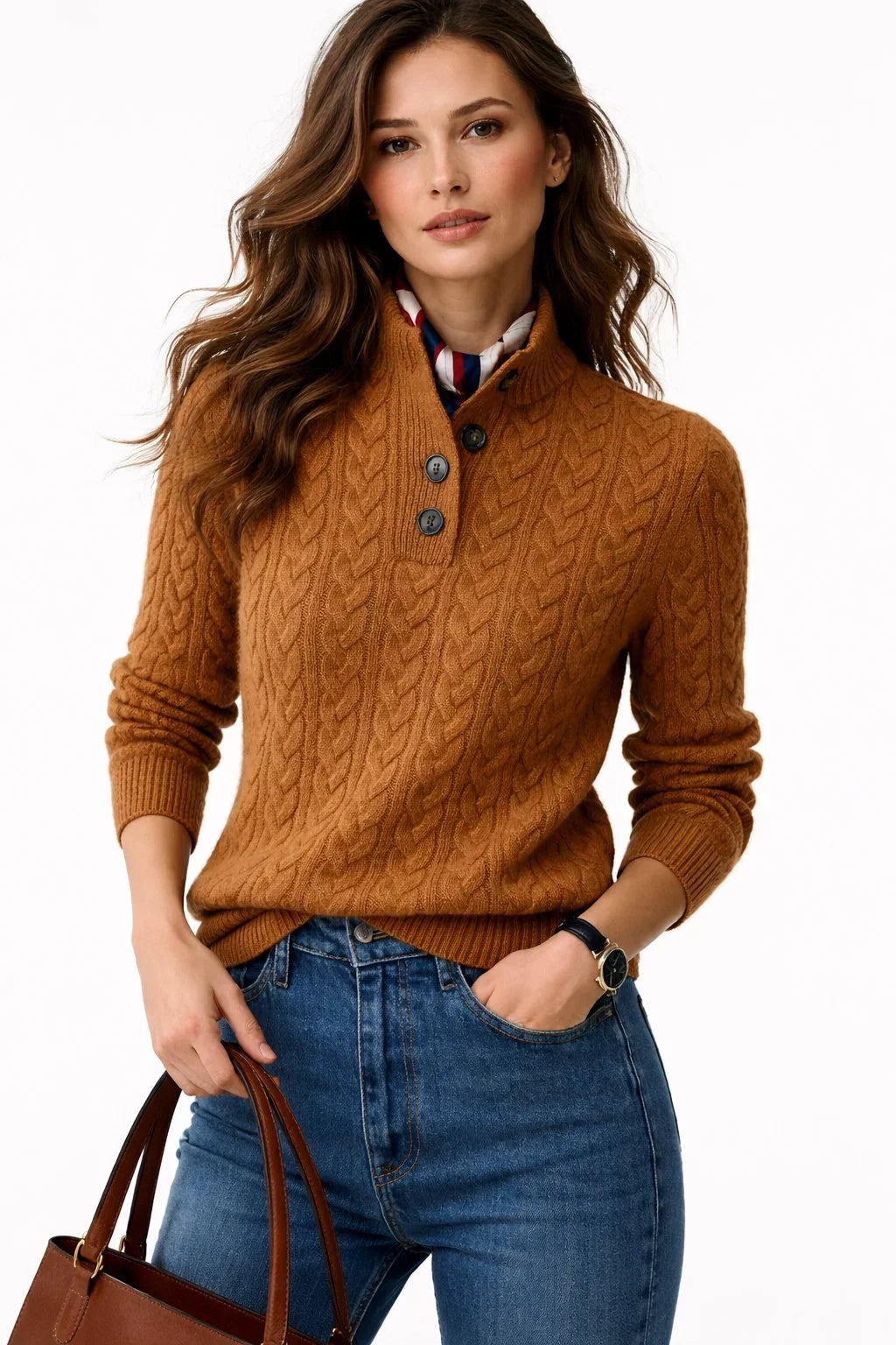 Women's Cable Knit Wool-Blend Jumper, Knitted
