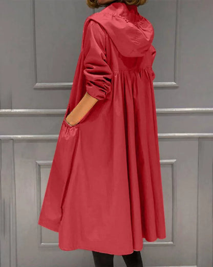 Women's Hooded Zip-Up Trench Coat, Belted - view 3