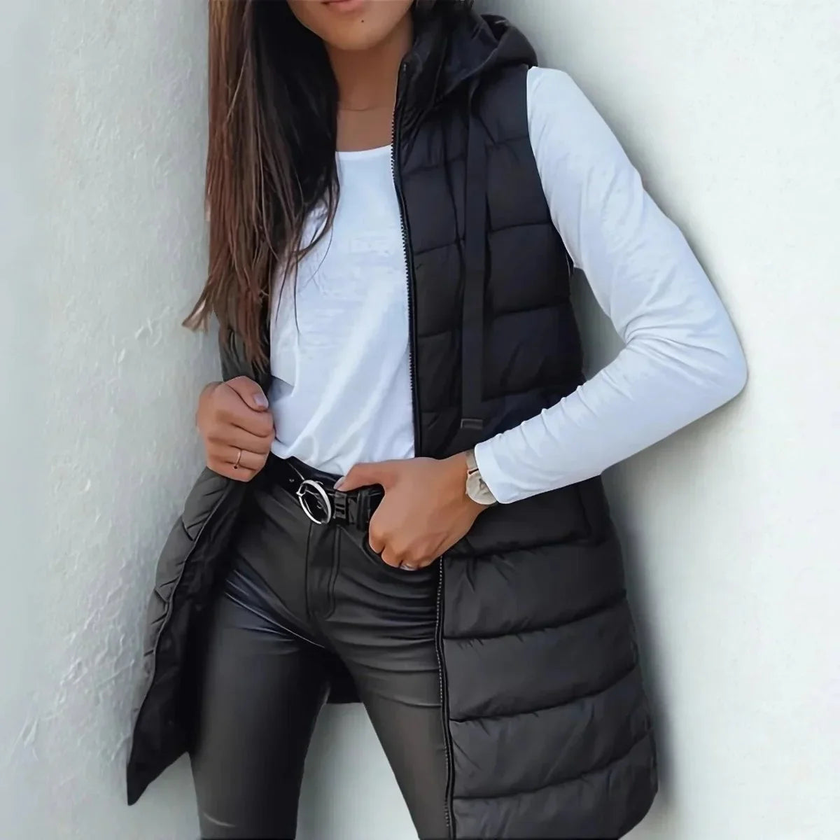 Women's Hooded Sleeveless Gilet, Puffer Vest