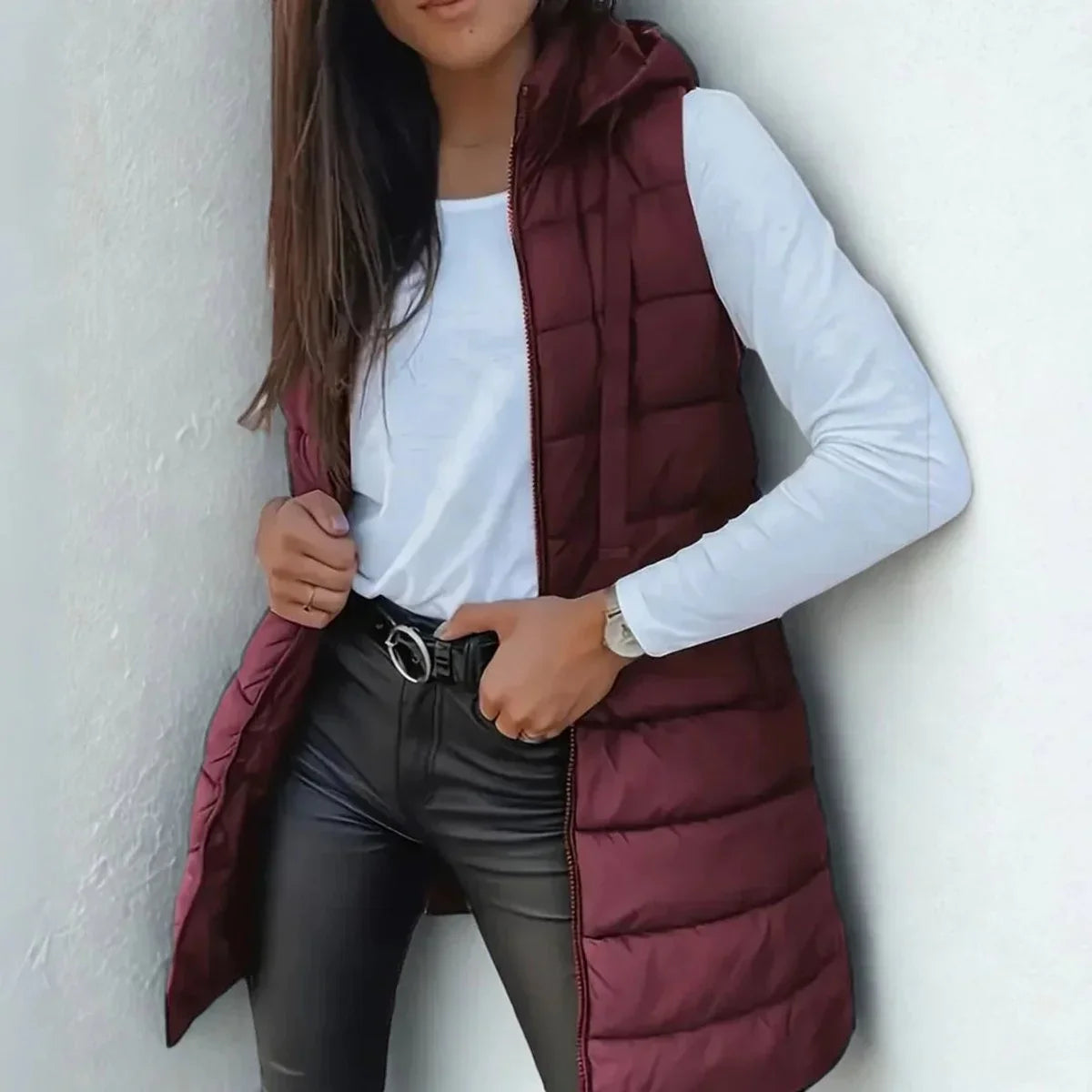 Women's Hooded Sleeveless Gilet, Puffer Vest - view 5