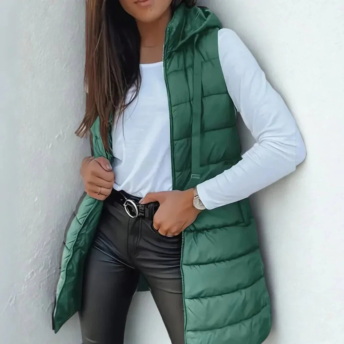 Women's Hooded Sleeveless Gilet, Puffer Vest - view 7