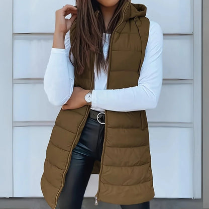 Women's Hooded Sleeveless Gilet, Puffer Vest - view 2