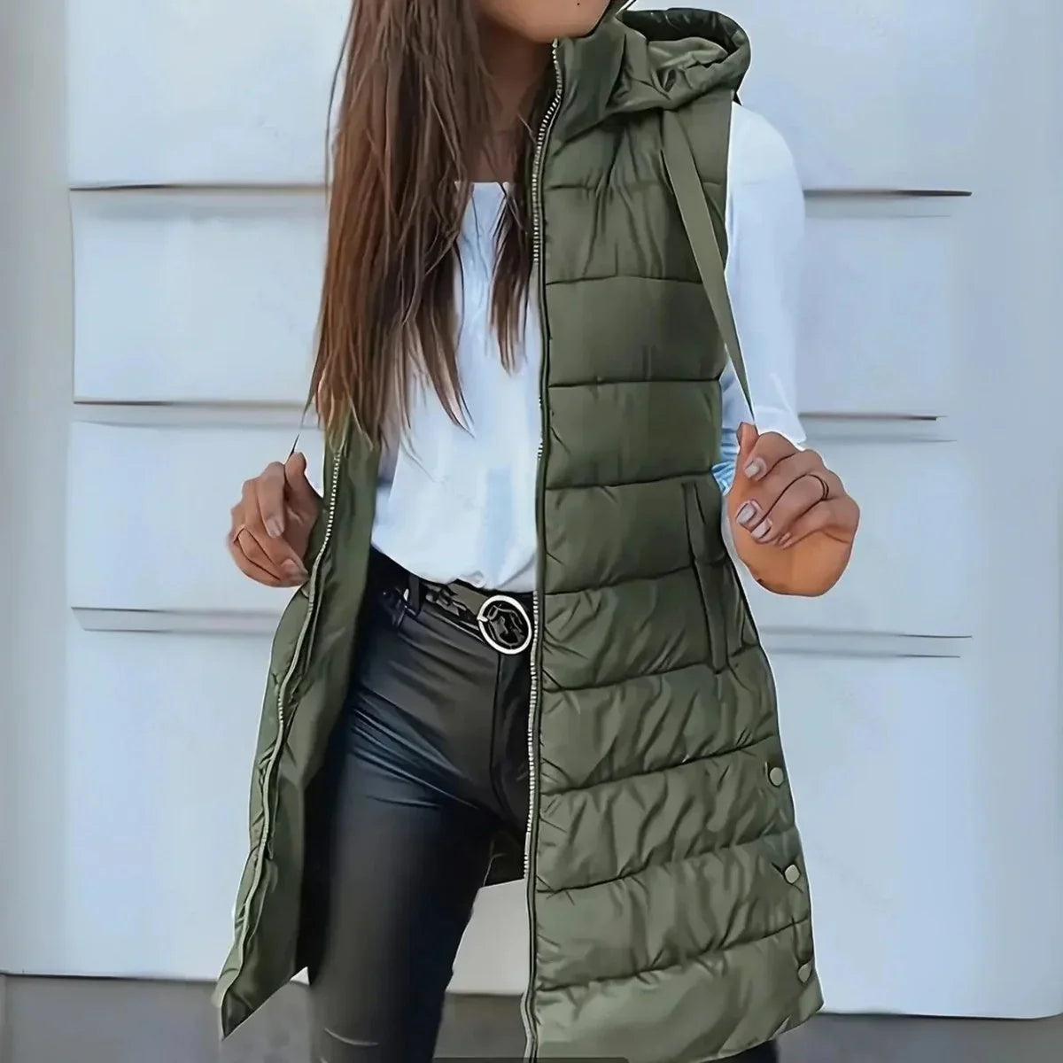 Women's Hooded Sleeveless Gilet, Puffer Vest - view 4